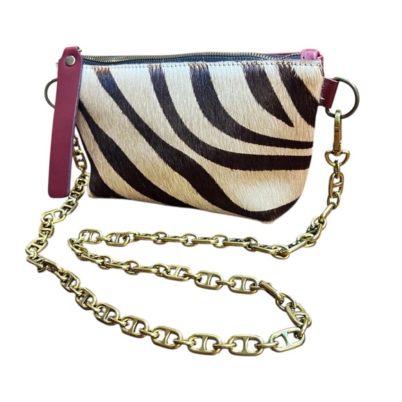Parker Thatch Little Buddy Zebra And Leather Crossbody/Clutch - Picture 1 of 7